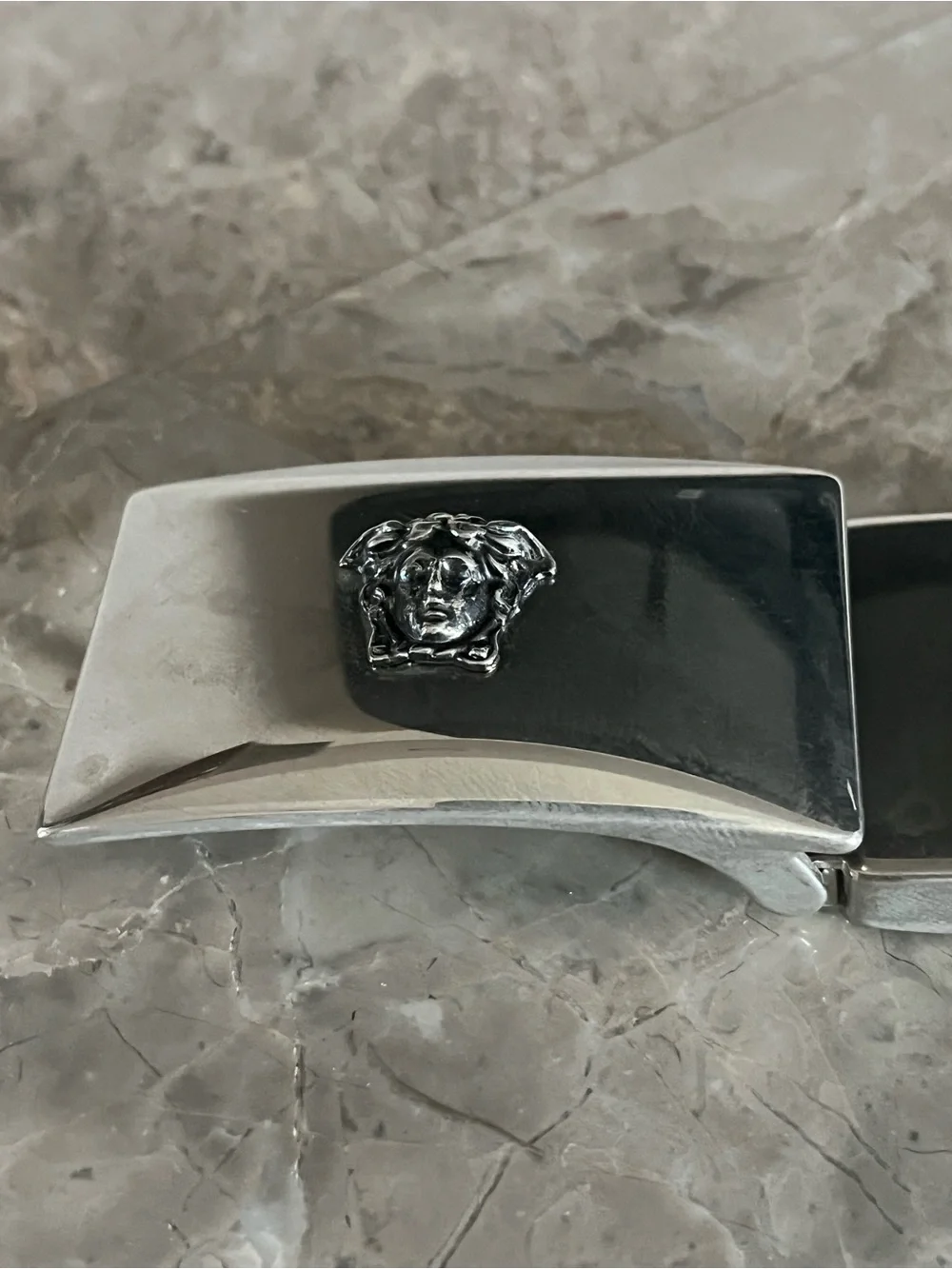 Unisex Versace Silver-Tone Medusa Buckle Belt